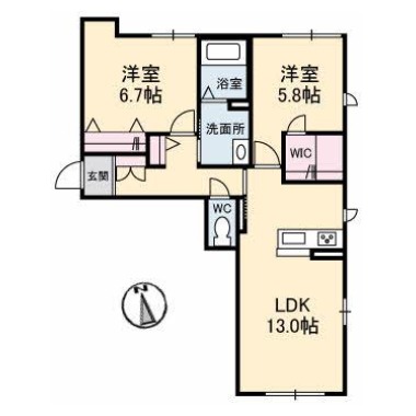 ベレオ昭和 A棟 201の間取り図