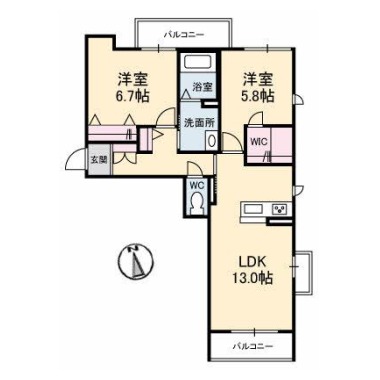 ベレオ昭和 A棟 301の間取り図