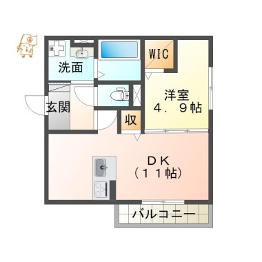 蔵本元町 アパート 1LDK E3の間取り図