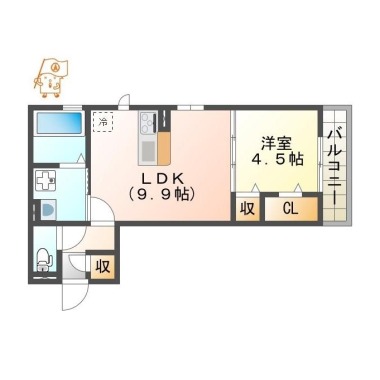 蔵本元町 アパート 1LDK N1の間取り図