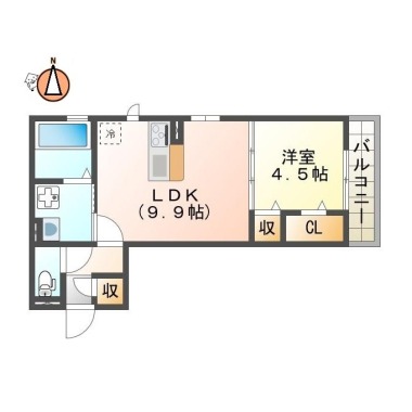 蔵本元町 アパート 1LDK N2の間取り図