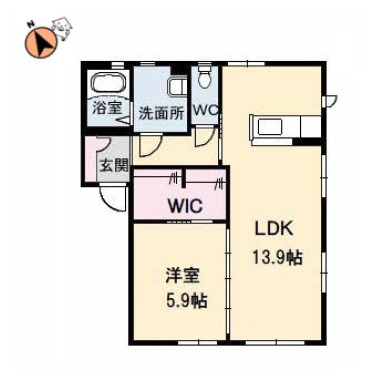 クラヴィエ南昭和 A棟 102の間取り図