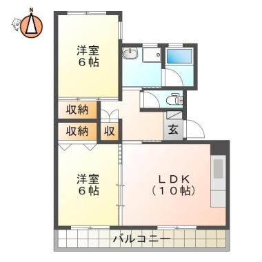 南矢三町 マンション 2LDK 202の間取り図