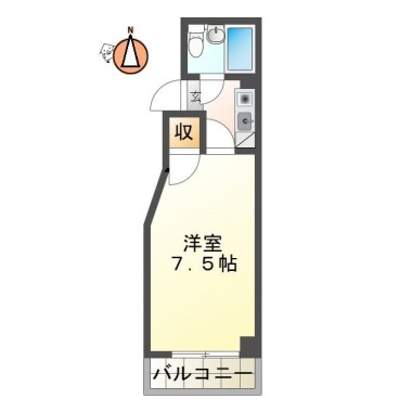 徳島町 マンション 1K 102の間取り図