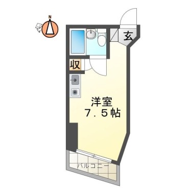 徳島町 マンション 1K 205の間取り図