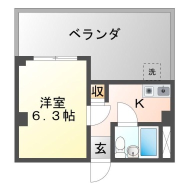徳島町 マンション 1K 601の間取り図