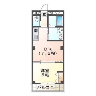 ピーススクエア八万II A棟 105の間取り図