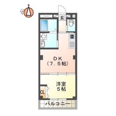 ピーススクエア八万II B棟 201の間取り図