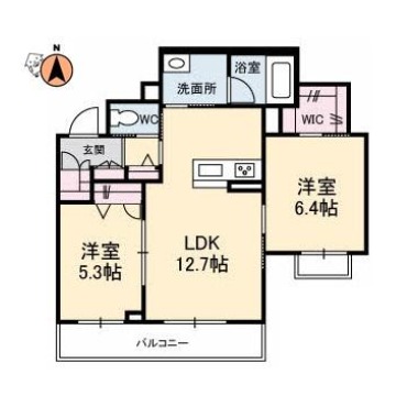 ベレオ昭和 B棟 107の間取り図