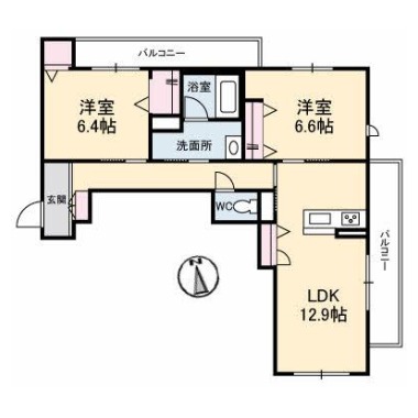 ベレオ昭和 B棟 206の間取り図