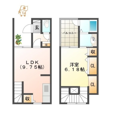 住吉 アパート 1LDK I-1の間取り図