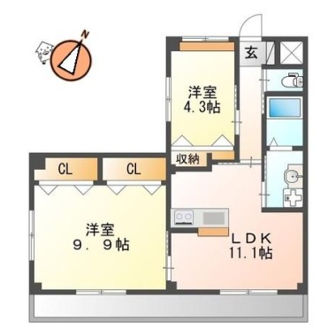 ユニヴァリィ県庁東 602の間取り図