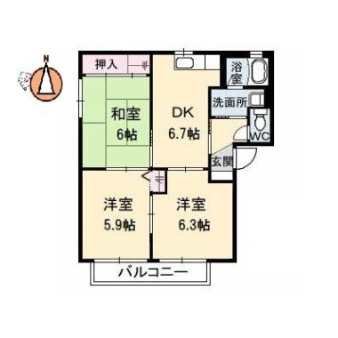 シャーメゾンラヴィE棟 101の間取り図