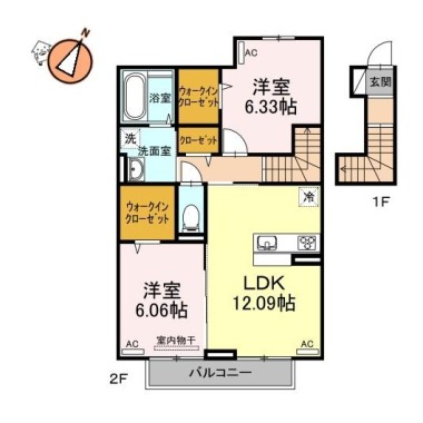 マリーゴールド B棟 202の間取り図