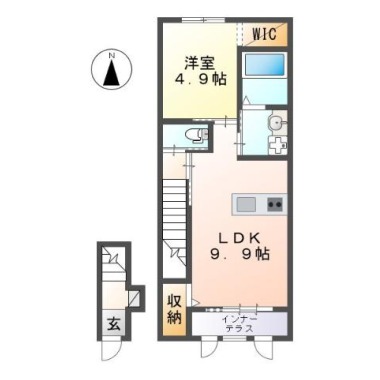 レーヴ蔵本 205の間取り図