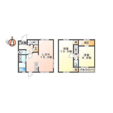 国府町早淵 一戸建て 2LDK IIの間取り図