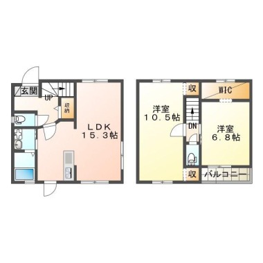 国府町早淵 一戸建て 2LDK IIIの間取り図