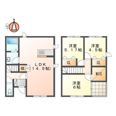 南矢三町 一戸建て 3LDK Cの間取り図