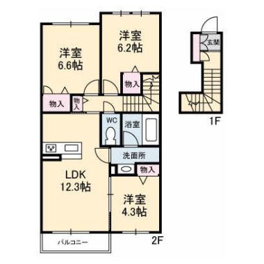 プロヌーブ沖洲 III番館 202の間取り図