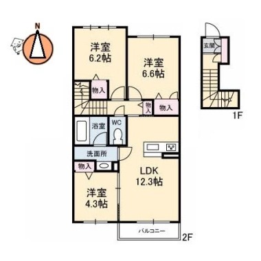 プロヌーブ沖洲 III番館 203の間取り図