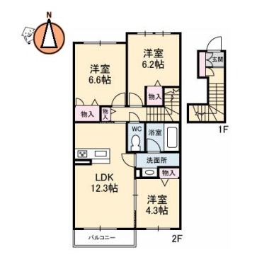 プロヌーブ沖洲 III番館 205の間取り図