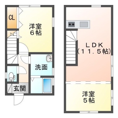 一宮町 一戸建て 2LDK Bの間取り図