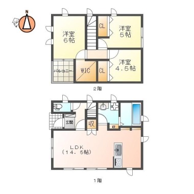 南矢三町 一戸建て 3LDK Aの間取り図