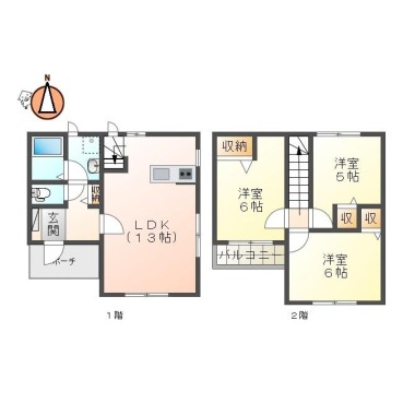 南島田町 一戸建て 3LDK Aの間取り図