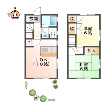 南佐古三番町 アパート 2LDK 東側の間取り図