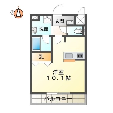 八万町中津浦 マンション 1K 101の間取り図