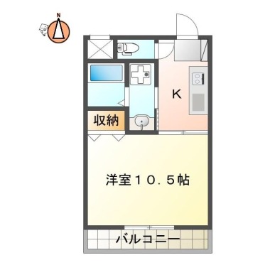 蔵本町 マンション 1K 102の間取り図