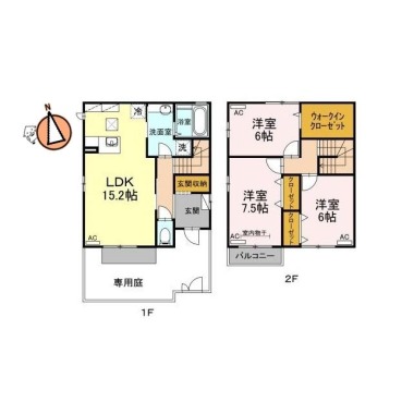 クウラージュ F棟 F-Iの間取り図