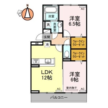 キャトルセゾン南佐古 206の間取り図
