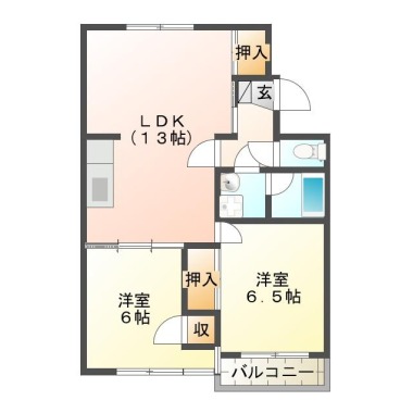 国府町和田字表 マンション 2LDK 2-31の間取り図