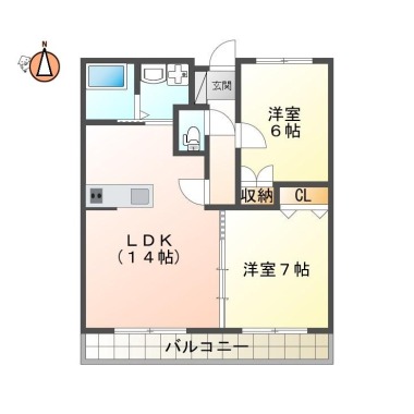 南庄町 マンション 2LDK 102の間取り図