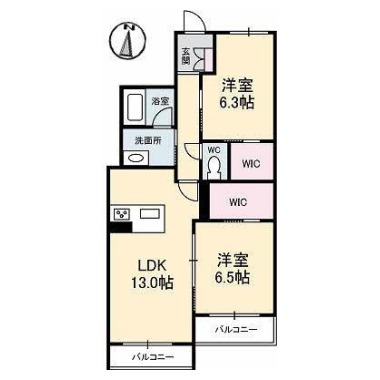 ベレオ北島 105の間取り図