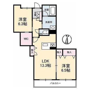 ベレオ北島 202の間取り図