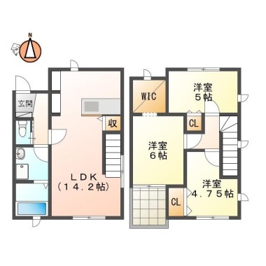 南矢三町 一戸建て 3LDK Cの間取り図