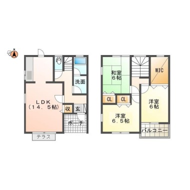 南沖洲 アパート 3LDK A-2の間取り図
