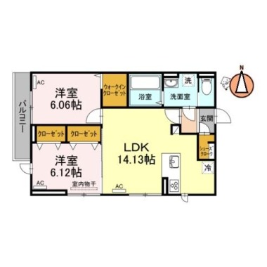 グランディール南佐古 101の間取り図