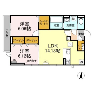 グランディール南佐古 201の間取り図