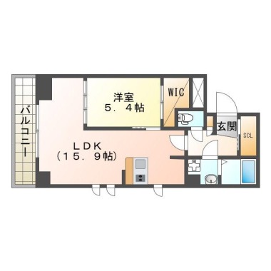 吉野本町 マンション 1LDK 403の間取り図