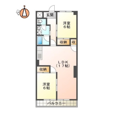 金沢 マンション 2LDK 102の間取り図