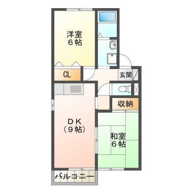 名東町 アパート 2DK C202の間取り図