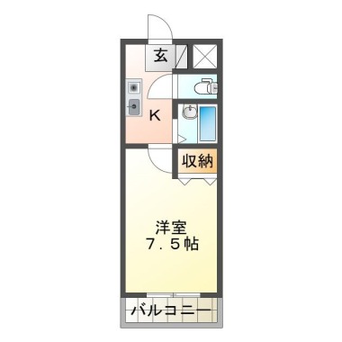 住吉 アパート 1K 201の間取り図
