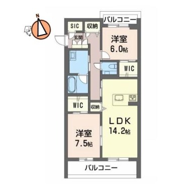 PROGRESS沖浜 206の間取り図