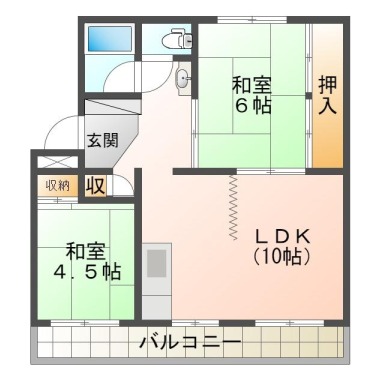 西須賀町 マンション 2LDK 201の間取り図
