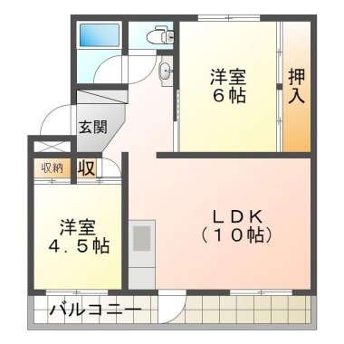 西須賀町 マンション 2LDK 203の間取り図