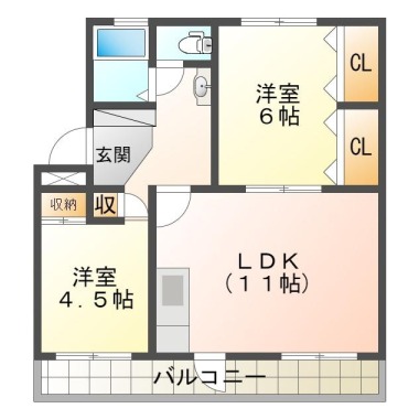 西須賀町 マンション 2LDK 306の間取り図