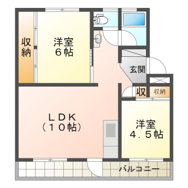 西須賀町 マンション 2LDK 402の間取り図